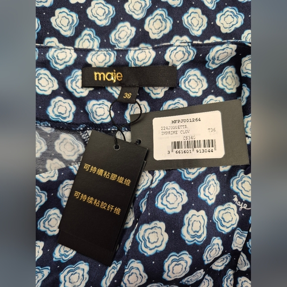 NWT Maje Clover-Print Satin-Effect Midi Skirt, EU 36 - Picture 5 of 12